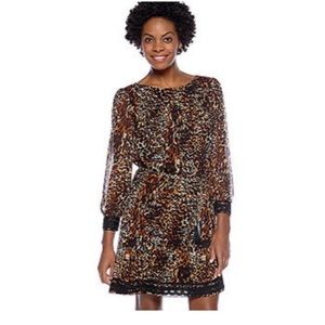 Tahari Animal Print Dress with Tassel Belt